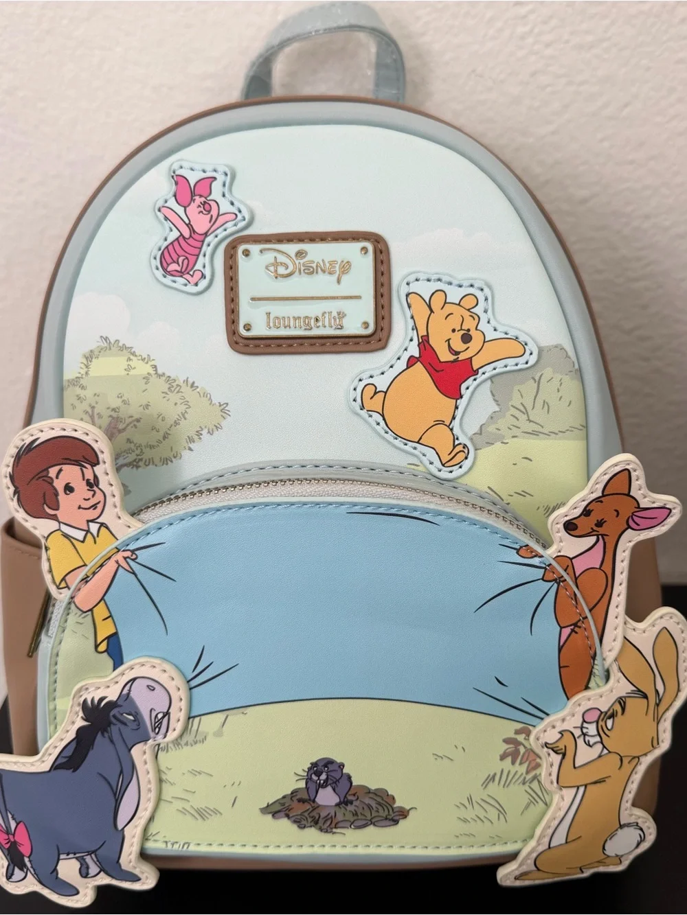 Loungefly Kids Pastel Blue Winnie the Pooh Patch Backpack